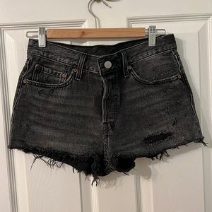 Levi black denim wash shorts